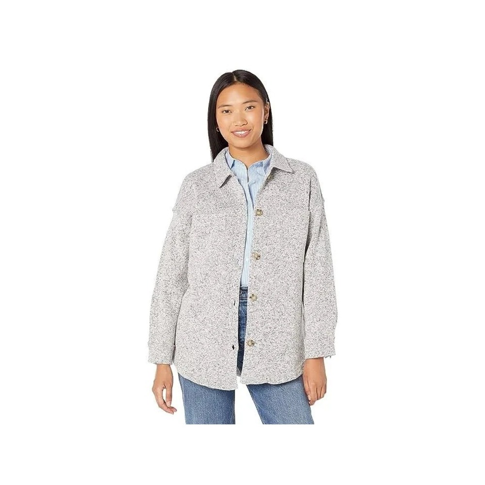 Madewell Resourced Sweater Fleece Shirt Jacket Women's XS Heather Gray Outdoor